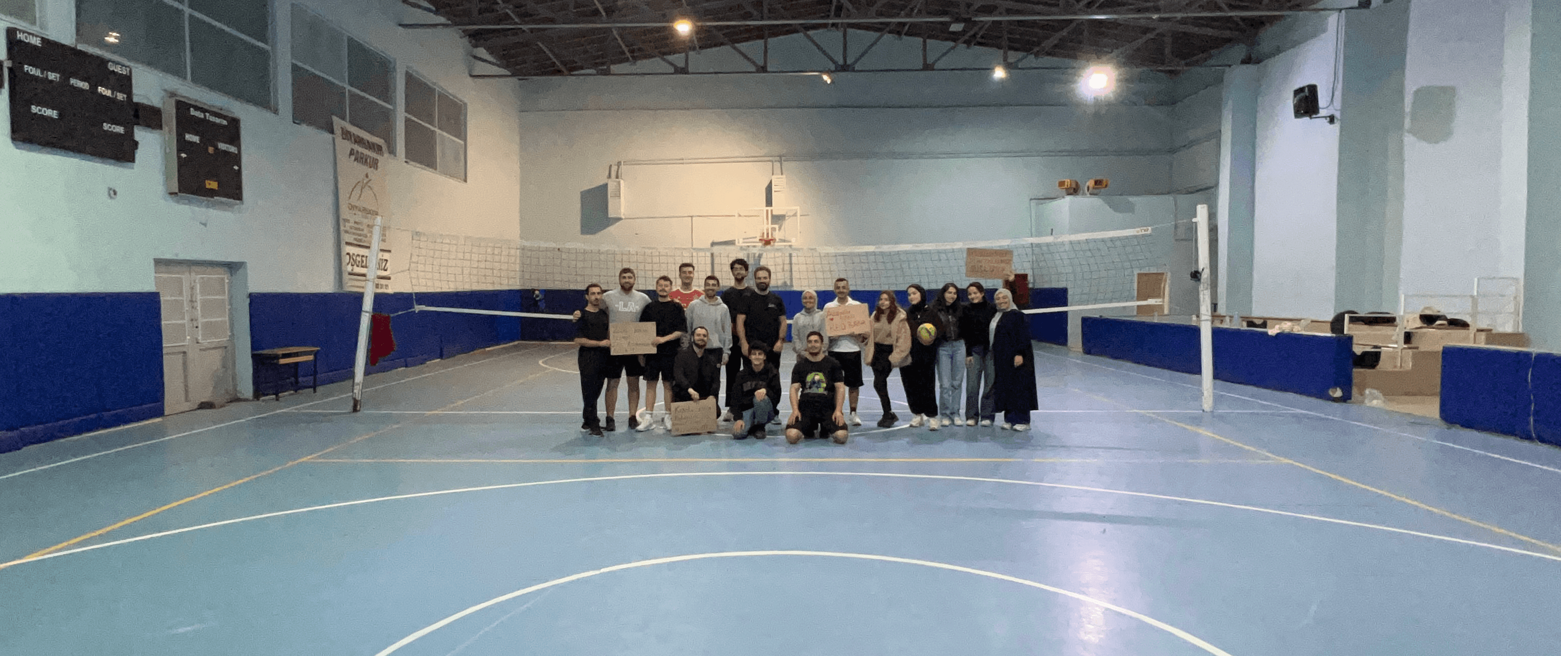 Happy Hackers during a volleyball game